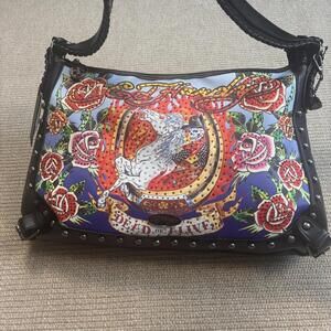 Ed Hardy bedazzled faux leather Hobo Hand bag purse NWT new with tags